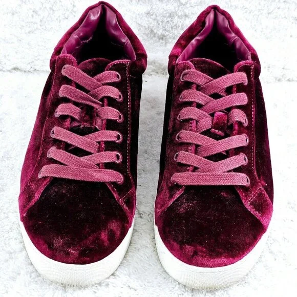 CIRCUS SAM EDELMAN Burgundy Red Velvet Caprice Sneakers Shoes Size 9 - Picture 2 of 10